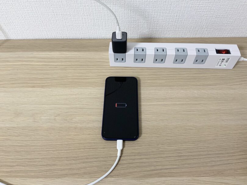 iPhone 0%充電の状態