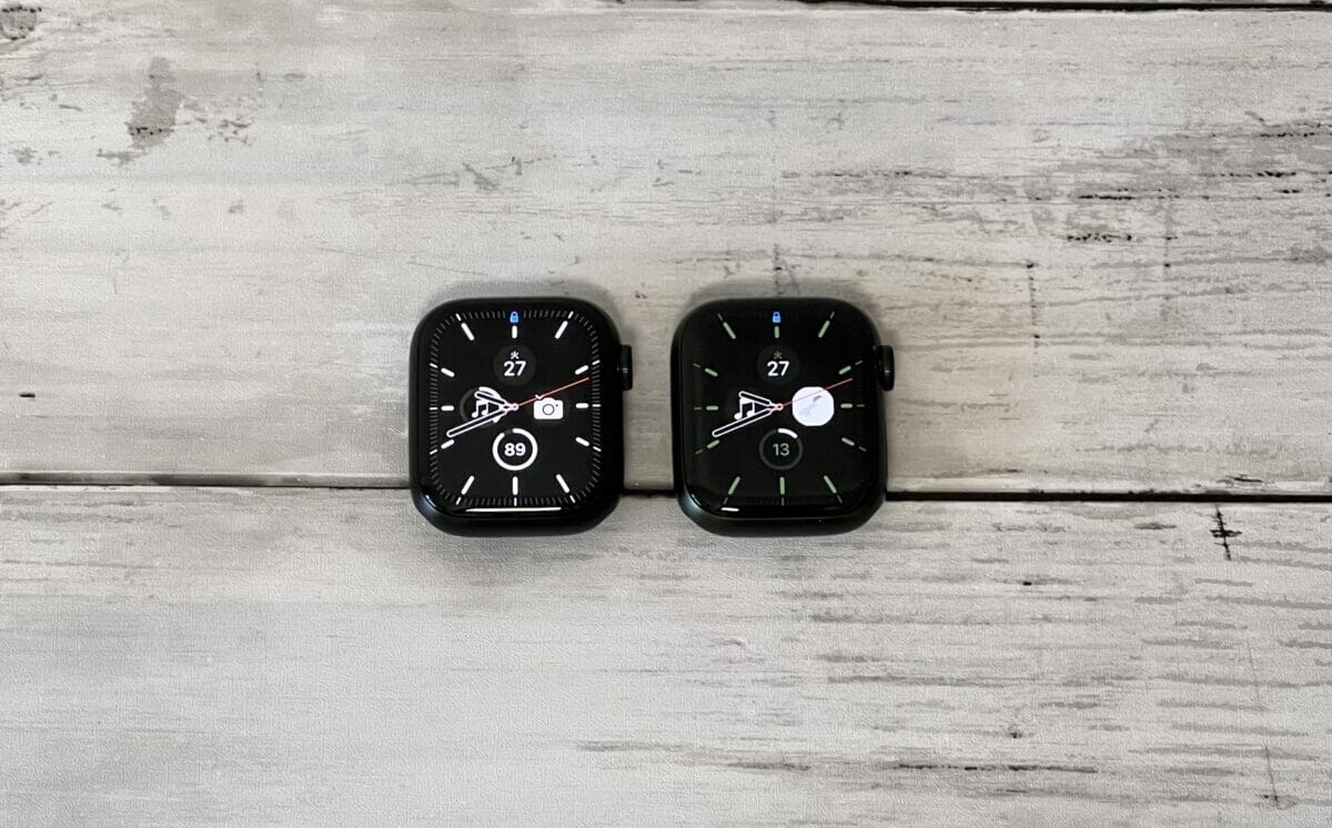 Apple Watch Series 8と7のサイズ感比較（画面）