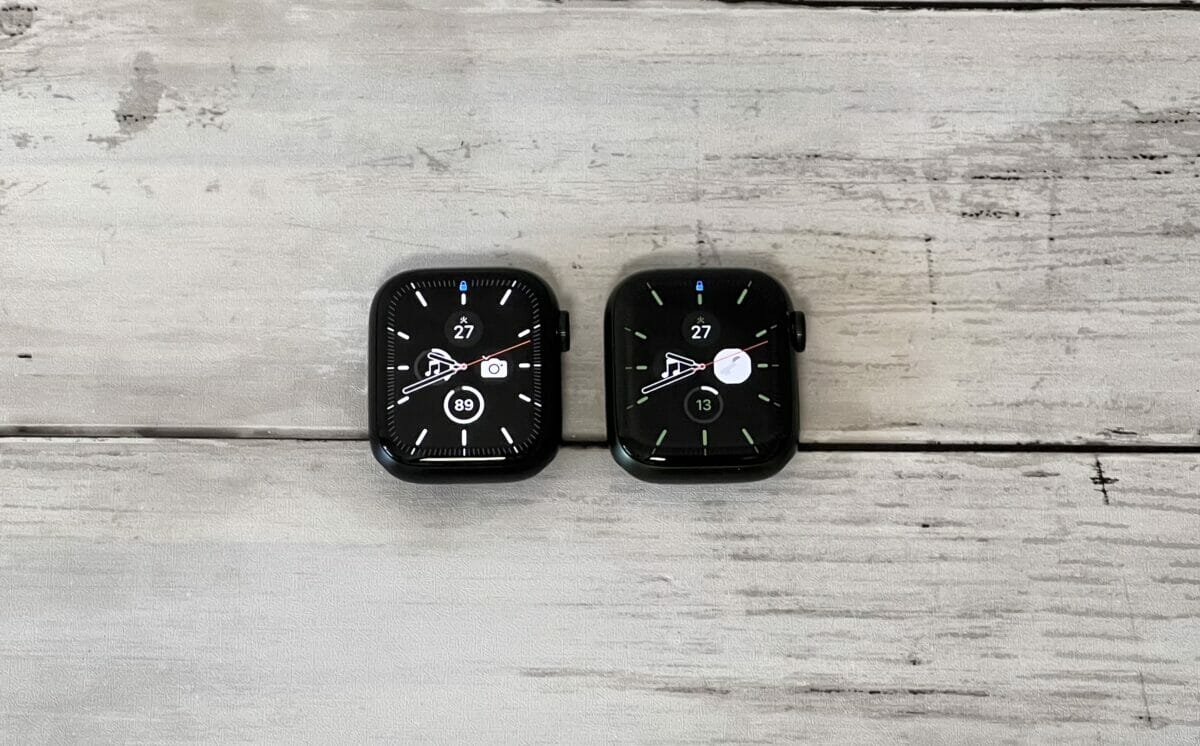 Apple Watch Series 8と7のサイズ感比較(画面)