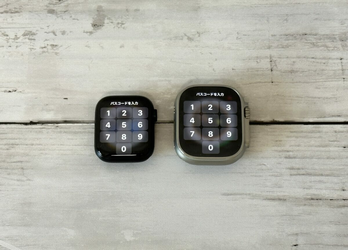 Apple Watch UltraとApple Watch 8の文字サイズ比較
